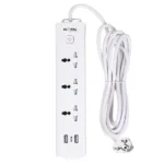 Extension Lead with 2 Meters Heavy Duty Copper Cable, 3 Power Sockets Extension Board with 2 USB & 1 Type C